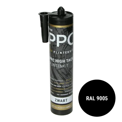 PPC High Tack Plintenkit Zwart RAL 9005 290ml
