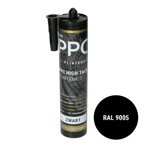 PPC High Tack Plintenkit Zwart RAL 9005 290ml