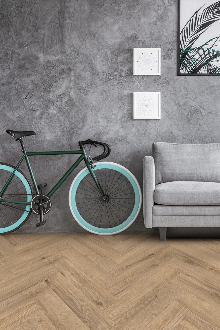 Visgraat grijs eiken