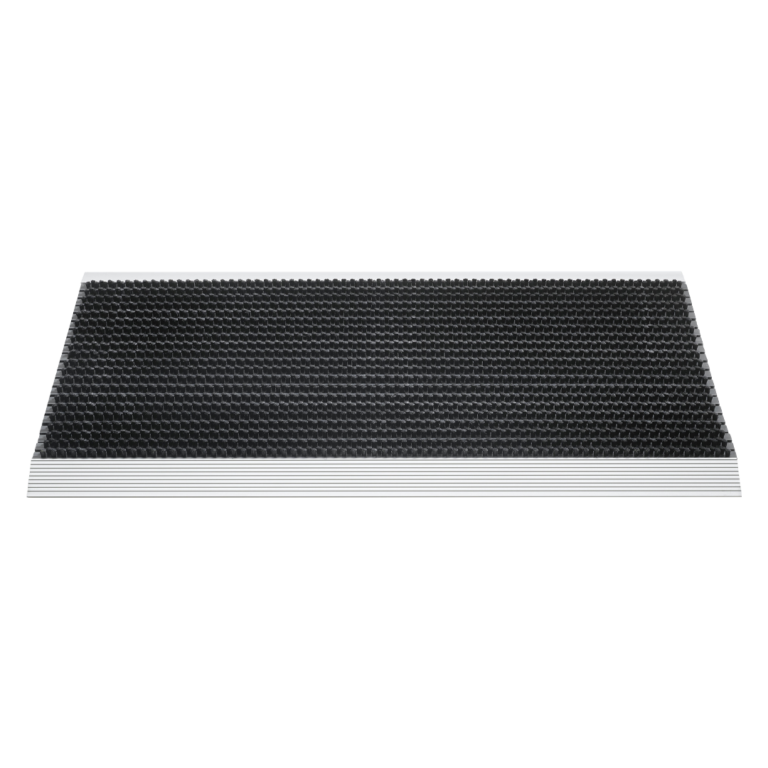 Luxe buitenmat zwart met zilver strip 50 x 80 cm